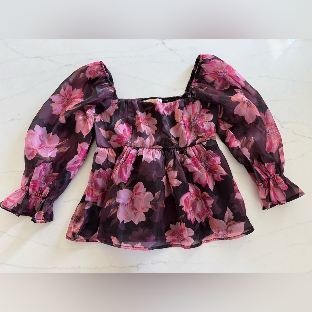 Floral Silky Long Sleeve Top